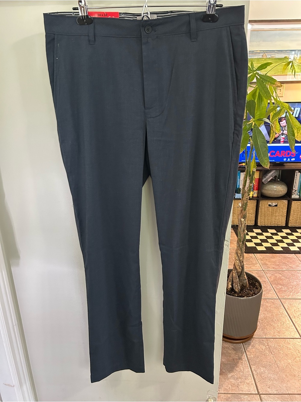 NWT Ted Baker Men's Straight Fit Stretch Dress Pants Navy 34x32